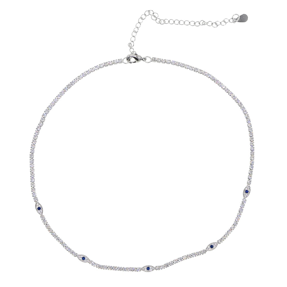 Evil Eye Choker - Sterling Silver