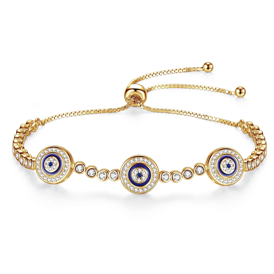 Gold Plated Evil Eye Tennis Bracelet - Sterling Silver